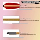 12piece Handmade 33  Wooden Arrow Longbow Red Lightning Turkey Feather Fletching