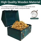 Vintage Wooden Treasure Chest  Jewelry Storage Box With Lock  Classical Storage