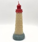 Vintage Tall Lighthouse Sculpture Candle Red  White  Blue  Unused 