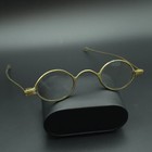 Antique 1800s Brass Oval Spectacles Straight Temple Eyeglasses Ornate Finials