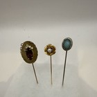3 Vintage Antique Stick hat Pins Featuring A Beautiful Gold Tone Rose