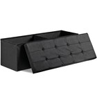 Folding Ottoman Bench Storage Box Seat Mdf Footstool Living Room  Black