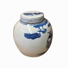 Chinese Blue   White Fok Lok Shou 3 Stars Porcelain Ginger Jar Ws1237