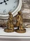 Vintage Set 2 Bookends Girl In Gold Book End Antique