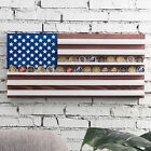 Vintage American Flag Solid Wood Wall Mounted Challenge Coin Display Holder Rack