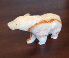 Hand Carved White Onyx Stone Polar Bear Figurine Vintage Arctic Animal 4  X 7 