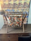 Vintage Mcm Knitting Sewing  Yarn Caddy Basket Folding Wood Frame