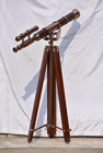 Antique Style-brass Telescope 39    Wooden Tripod  Nautical Floor Decor  Vintage M
