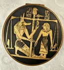Antique Trinket Box Art Deco Egyptian Revival Damascene Anubis Death Scale
