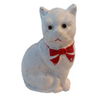 Antique Hubley Painted Piggy Bank Cat Cast Iron   Yellow Glass Eyes Doorstop 5 
