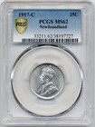 1917c Newfoundland 25 Cents - Uncirculated  Pcgs Ms62