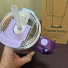 Tupperware Big T Tumbler Steel Hot Or Cold Commuter Mug Coffee Cup 37 Oz Purple
