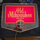 Vintage Old Milwaukee Beer Lighted Clock Sign Embosograph Works Stroh Bar Wall