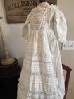 2956    antique 1910s Whitework Ayrshire Lace Broiderie Baby Christening Gown 40   