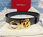 Authentic Salvatore Ferragamo Leather Belt Width 3 5cm 1 38in