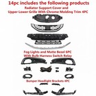14pc Bumper Grille Fog Lights Bumper Bracket Kit Fit For Honda Civic 2013-2015