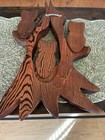 Vintage Wooden Owl Wall Plaque Trio Carved Rustic Decor Country Decor