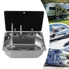 Rv Sink Kitchen Sink Stainless Steel Hand Wash Basin Sink W  Hot   Cold Faucet