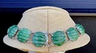 Vintage Mexican Sterling Silver Carved Green Stone Collar Necklace 153 5 Gr
