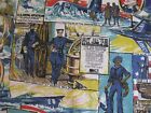 Cool Pair Of Vintage 1974 Navy Curtain Panel Design Project Fabric Material