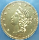 1854  20 Gold Double Eagle Kellogg  Unc  details   pcgs Population 2  Free Ship 