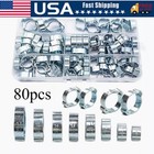 80pcs Stainless Steel Double Ear Crimp O Clips Air Fuel Hose Pipe Clamps New
