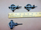 3 Antique Cast Iron Screw-in Pullies With Small 1 1 2  5-spoke Wheels Rustic Lot