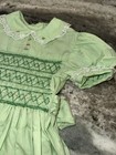 True Vintage Toddler Girls Dress Green Smocked Lace Cottage Core Size 3t Floral