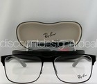 Ray-ban Rb7550 3222 Matte Black Metal Square Eyeglasses Clear Demo Lens 57mm New