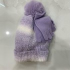 Lavender Knit Beanie And Gloves Set For Kids