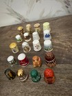 Lot Y - 20 Vintage Collector Thimbles Porcelain Ceramic Metal Wood