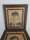 Large Antique Victorian Wood Frames W  Hand-retouched Portraits Pair Late 19th C