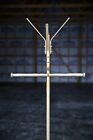 Vintage Hall Tree T Bar Clothing Rack Industrial Barber Shop Cast Iron Base Hook