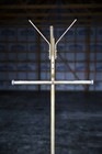 Vintage T Bar Clothing Rack Hat Coat Hook Industrial Cast Iron Base Antique
