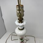 Vintage Wescal Bronze   Porcelain Floral Lamp Painted Roses Marble Base