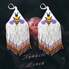 Tribal Earrings Native Large Boho American Seed Beads Handmade Multicolor