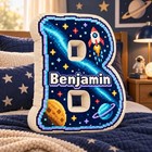 Personalized Space Pixel Letter Pillow Custom Name Initial Cushion Kids Pillow