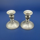 Pair Of Vtg  Web Pewter Silver-colored Weighted 4 5  Candlestick Holders