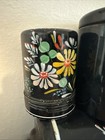 Vintage Ransburg Black Floral Roll Top Breadbox Canister Paper Towel Holder Rust