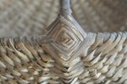 Antique Woven Splint Melon Buttocks Basket W  Bent Wood Handle