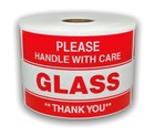 3x5  Please Glass Handle With Care   thank You    500 Labels A Roll  1-12 Rolls