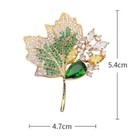 Luxury Green Maple Leaf Brooch Crystal Rhinestone Gold Fall Pin Jewelry Gift Ko