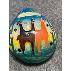 Vtg Clay Flute Llama Handmade Ocarina Folk Wind Instrument Peru Inca Mayan Aztec