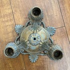 Antique Art Deco Matching Pair Ceiling Flush Mount 3 Light Cast Iron Fixtures 