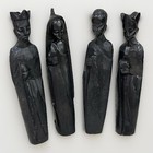 Vintage African Hand Carved Wood Figures 4 Piece Set Tribal Ethnic Art
