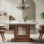 47 Inch Farmhouse Dining Table For 4 White Brown Rustic Wooden Heavy Duty