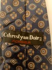 Vintage Christian Dior Monsieur Paris Men Necktie Blue Geometric Pattern Design