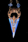 Vintage Necklace Art Nouveau Pendant Sap-phire Blue Antique Czech Glass