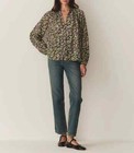 Doen Women s Jill Blossom Breeze Floral Printed Cotton Blouse Shirt Tunic Top L
