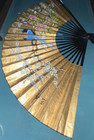 Vintage Large  92x40  Chinese Gold Leaf Wall Fan Hand-painted Bird   Flowers
